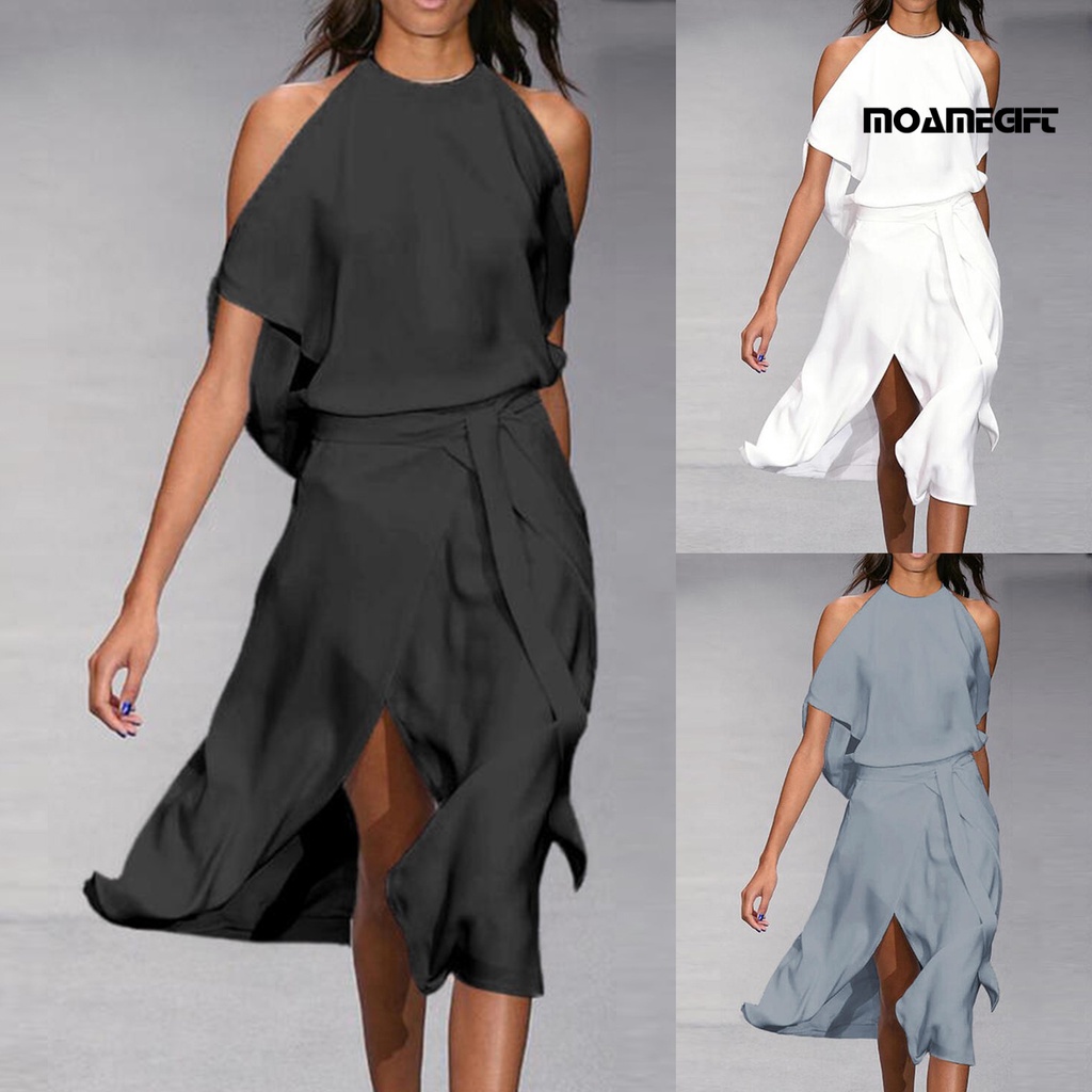 Đầm Dài Dáng Rộng Hở Vai Thanh Lịch Đơn Giản Dành Cho Nữ