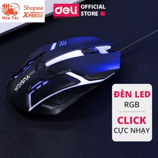 Chuột Máy Tính Gaming Deli - Có Đèn Led Nhiều Màu 1000 DPI Dùng Văn Phòng Chơi Game Cho Laptop, PC Bảo Hành Chính Hãng