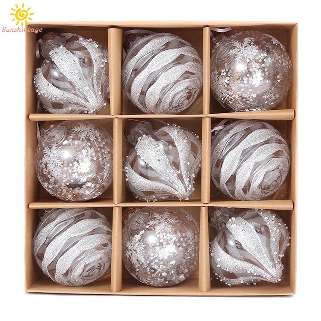 Set 9 Trái Châu 8cm Trang Trí Cây Thông Noel