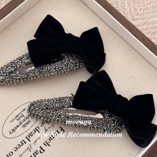 Mocouga / Pháp Kẹp Tóc Mái Bằng Nhung Đính Kim Cương Giả Sang Trọng Cho Nữ