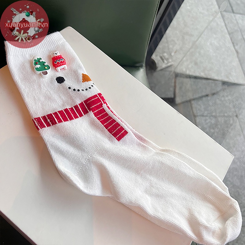 1 Đôi Tất cotton Dày Hoạ Tiết Giáng Sinh Dễ Thương Cho Nam Và Nữ
