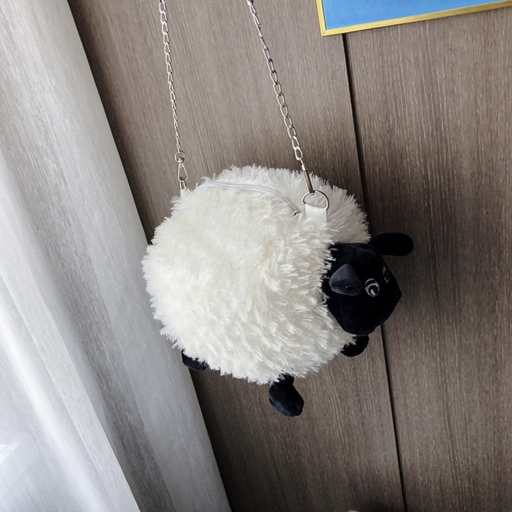 Túi Đeo Chéo Gấu Nhồi Bông Hình Con Cừu Dễ Thương