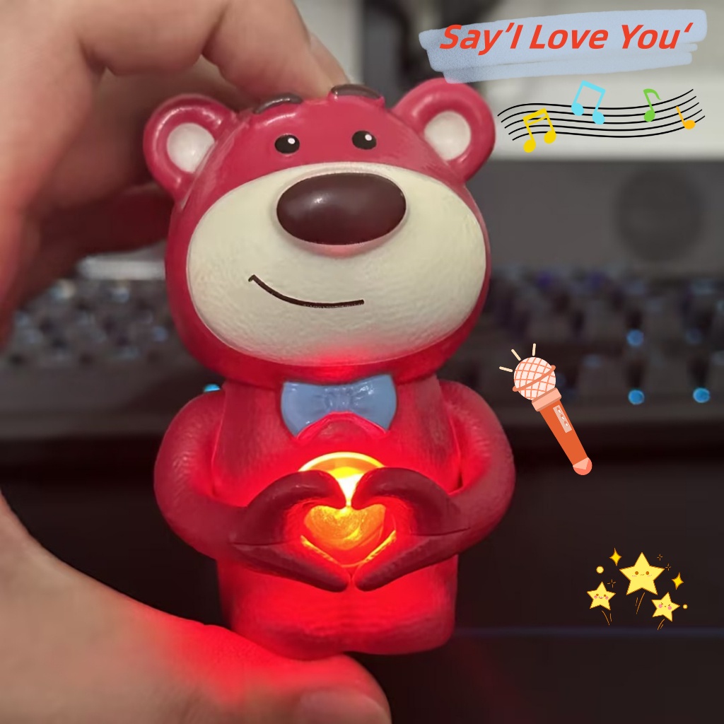 Hoạt Hình Đồ Chơi Gấu Dâu Tây Phát Sáng Giúp Giảm Căng Thẳng