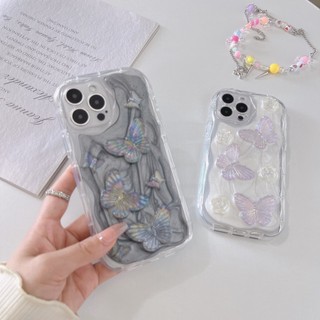 Sáng Tạo Màu Bạc Sắc Tố 3D Bướm Epoxy Ốp lưng iPhone 14 13 12 11 Pro Max X XS XR Shining Soft Back Cover