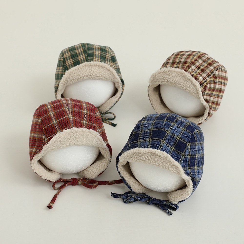 Mũ Lông Cừu Giữ Ấm Bảo Vệ Tai Phong Cách vintage Hàn Quốc Cho Mẹ Và Bé