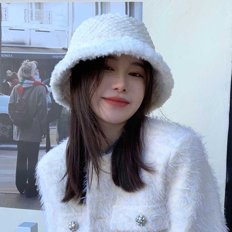 Mũ Xô panama Lót Nhung Dày Dặn Mềm Mại Chống Gió Màu Trơn Ấm Áp Mùa Thu Đông Cho Nữ