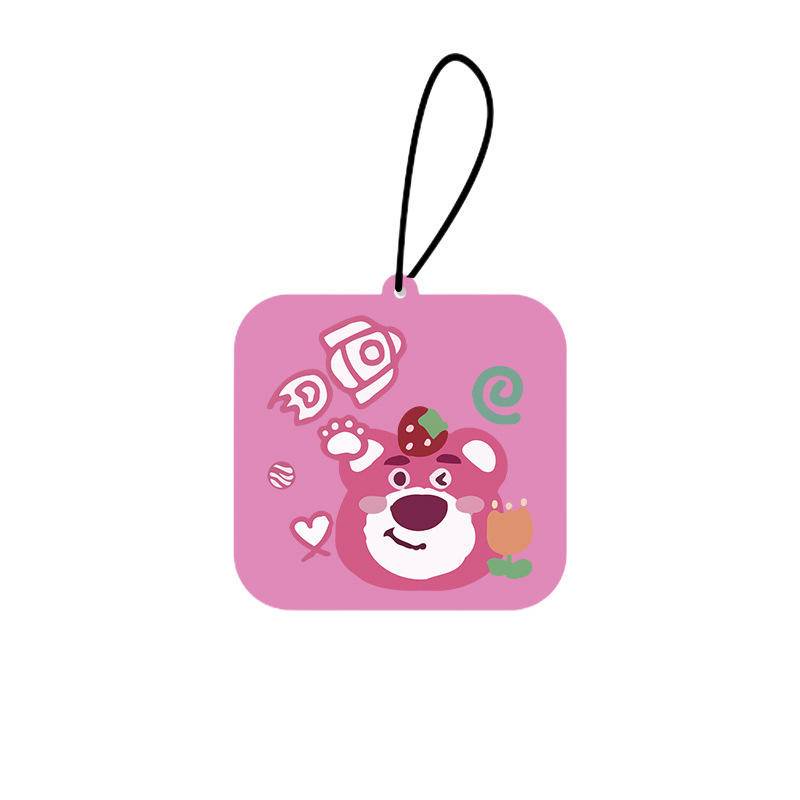 Miếng Sáp Thơm Khử Mùi Mùi Dâu Tây Treo Gương Hậu Xe Hơi, Tủ Quần Áo, Nhà Vệ Sinh Hình Gấu Dâu Losto Chất Lượng Cao