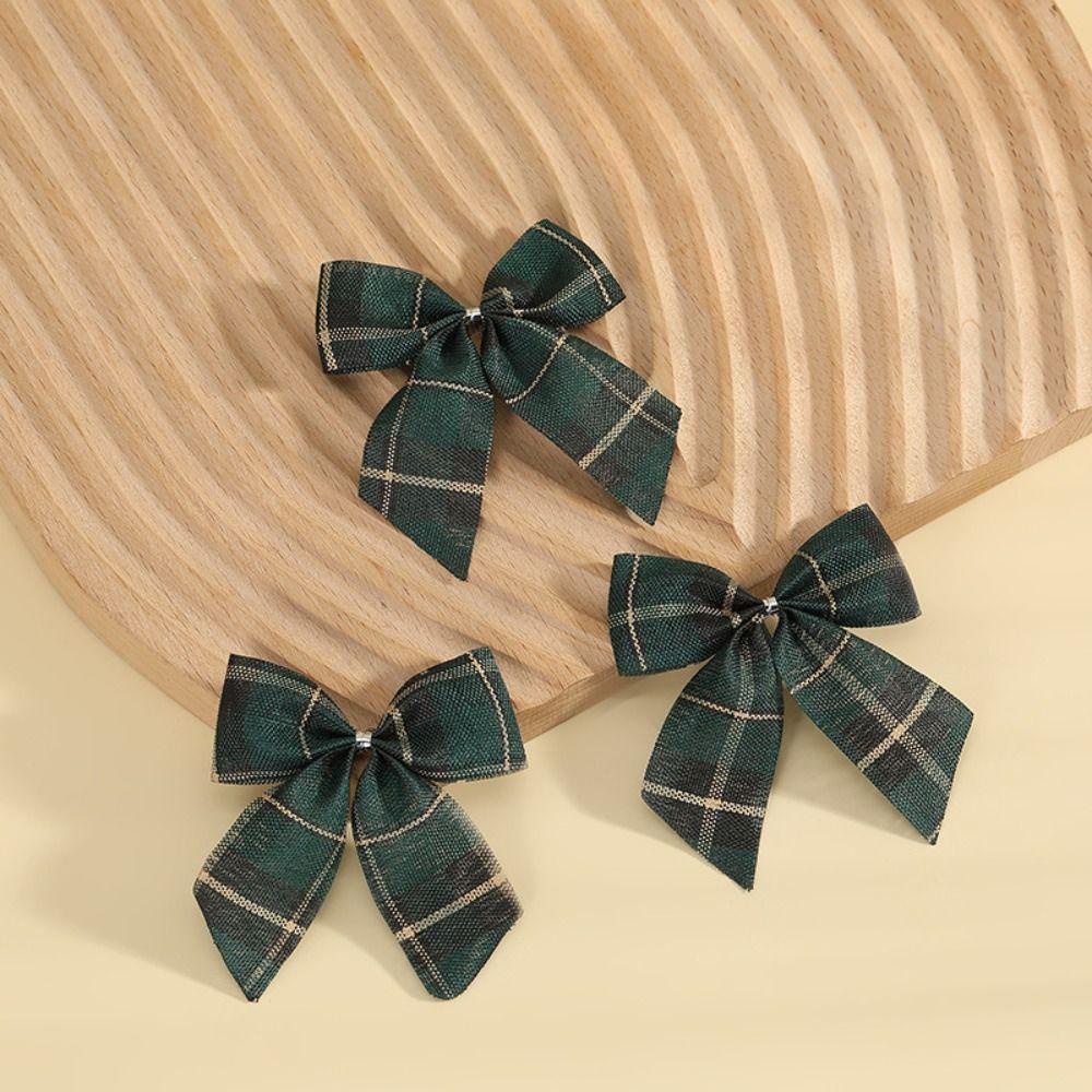 Set 10 Nơ Sọc Caro Mềm Mại Siêu Bền Gắn Trang Trí Cây Thông Giáng Sinh