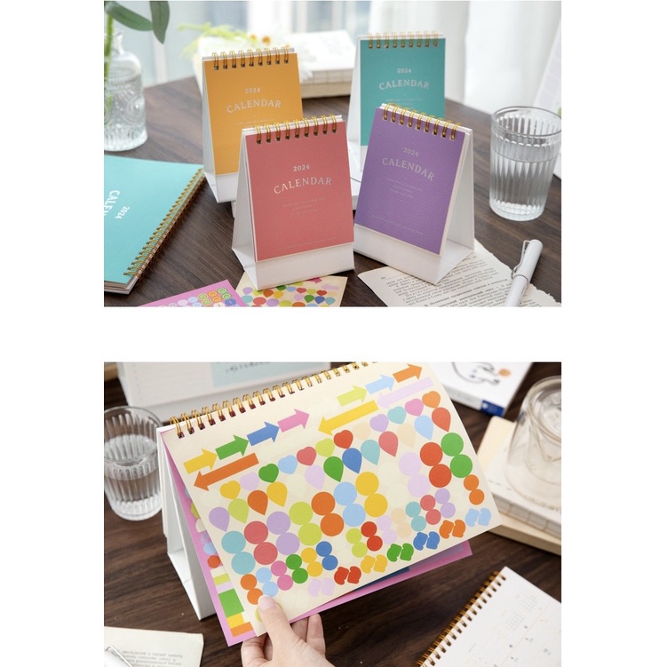 Lịch để bàn 2024 Four Seasons, kèm sticker dán ghi chú kế hoạch