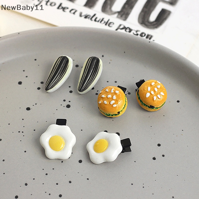 Newbaby Kẹp Tóc Trang Trí Hình Thức Ăn Hạt Ngô / Cơm / burger Ngộ Nghĩnh Cho Bé Gái