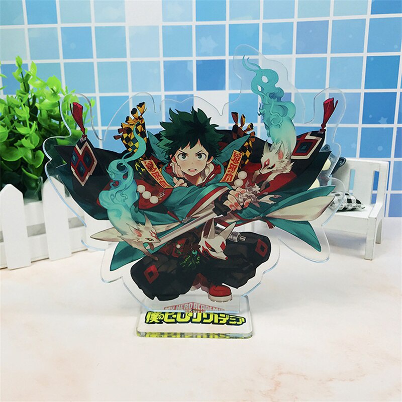 Hot Anime My Hero Academia Cosplay Midoriya Izuku Todoroki Shoto in hình nhân vật 2 mặt rõ nét Phụ kiện trang trí