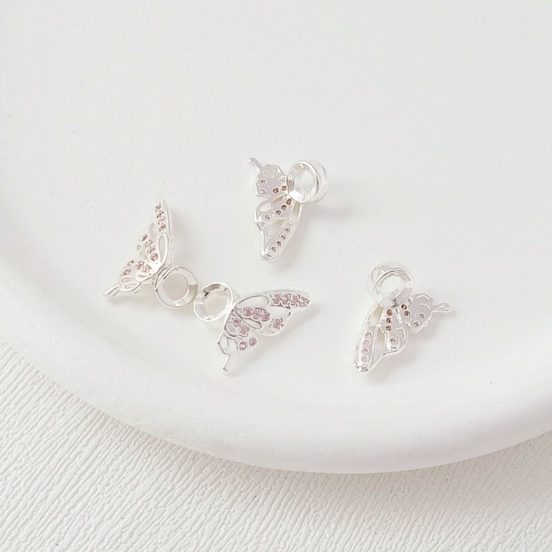 Một Cặp Vòng Tay Mạ Vàng 14k Đính Đá Zircon Hình Cánh Bướm Nhiều Màu Sắc