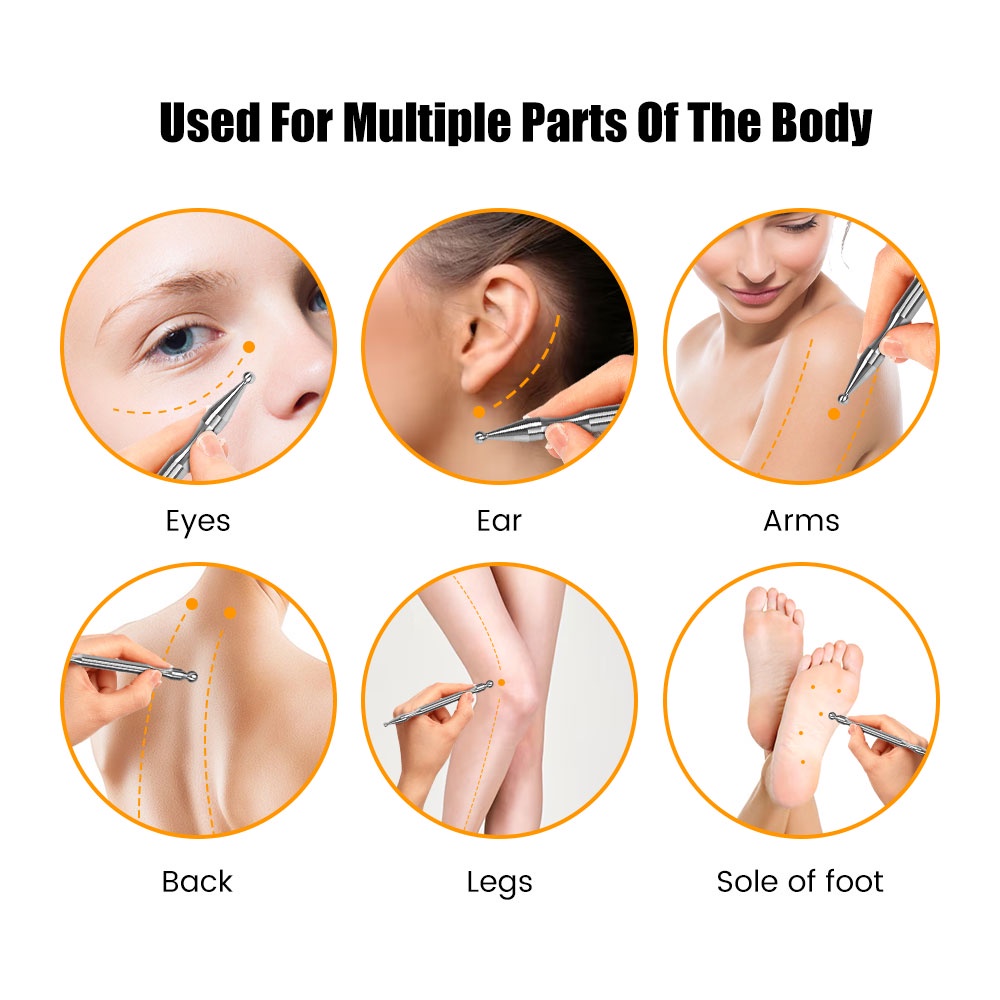 Bút Mát Xa Cơ Thể Bằng Thép Không Gỉ Hai Đầu