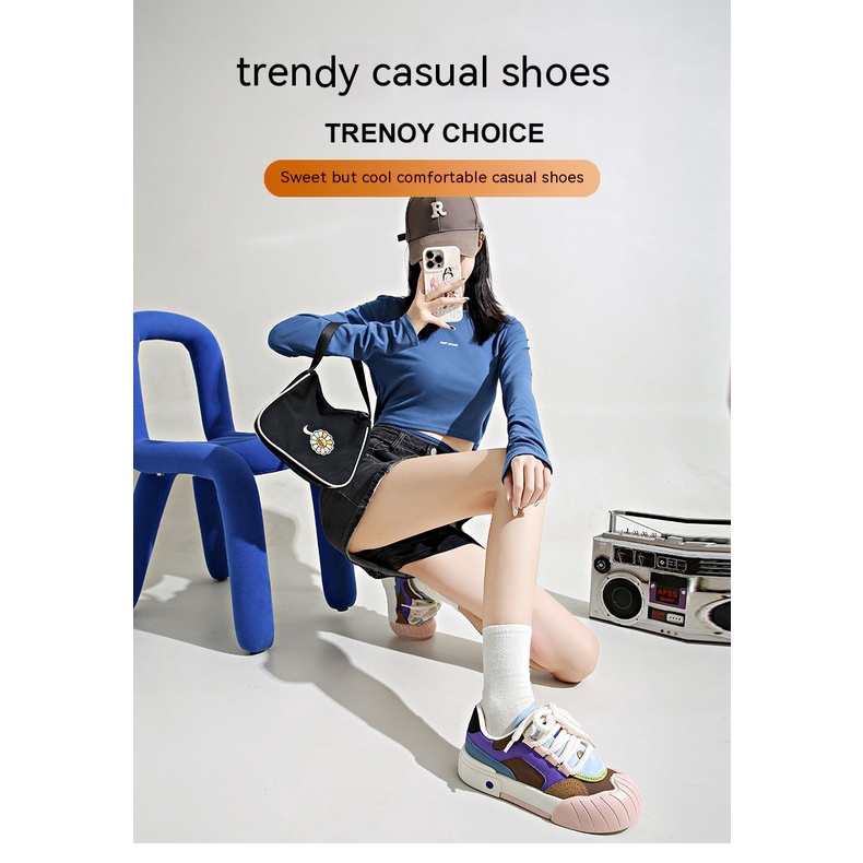 Giày Thể Thao Mũi Tròn Đế Dày Phong Cách Nhật Bản Thời Trang Mùa Thu Hàng Mới 2023