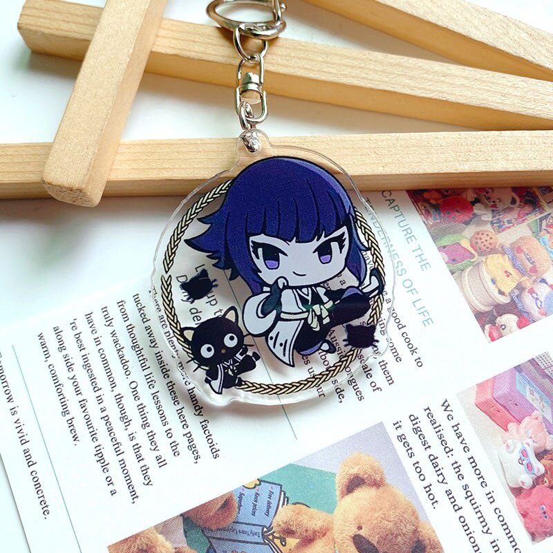 Móc khóa Bleach Anime Keychain Women Kurosaki Ichigo Kuchiki Rukia Kawaii Acrylic KeyChain Phụ kiện trang trí chibi cute