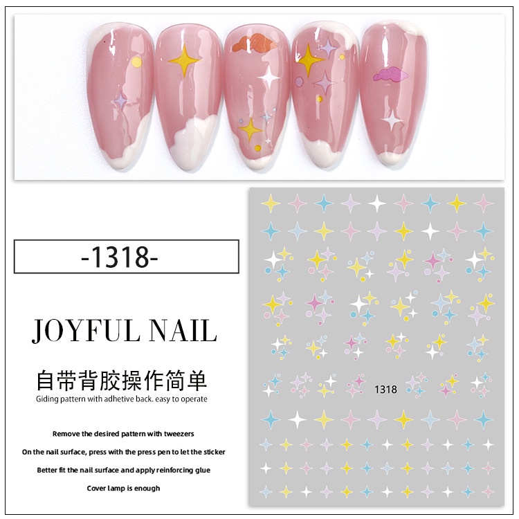Miếng Dán Trang Trí Móng Tay Nhiều Họa Tiết Dễ Thương