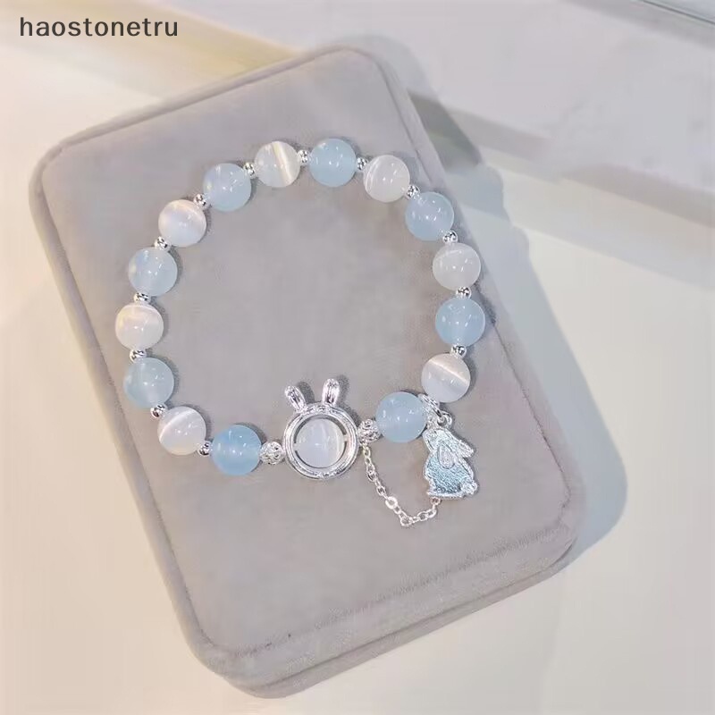 Ru Vòng Tay Chuỗi Hạt Đá Mặt Trăng Xanh Lam Cho Cặp Đôi / Bạn Gái n