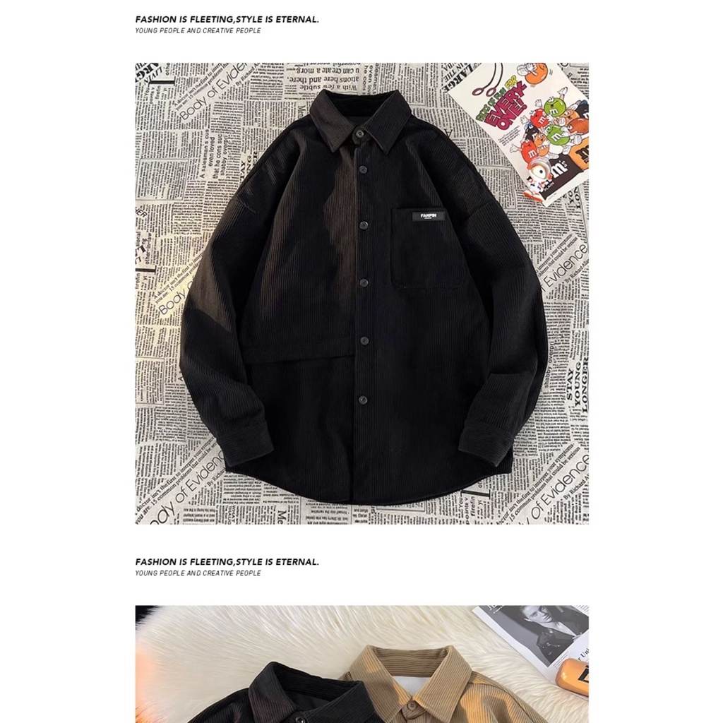 Áo Sơ Mi Tay Dài Dáng Rộng Kiểu vintage Nhật Bản plus size m-8xl
