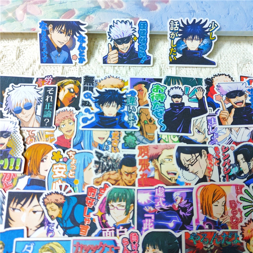 90Pcs/Set ☆ Jujutsu Kaisen Q-1 Mini Diary Manual Stickers ☆ DIY Fashion Scrapbooks Album Decor Decals Stickers（Size：2~3cm）