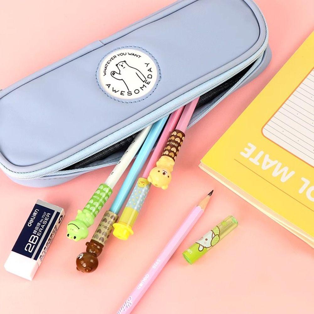 Mmluck Set 4 Vỏ Nhựa Bảo Vệ Bút Chì Hình Gấu / Ếch Hoạt Hình Dễ Thương