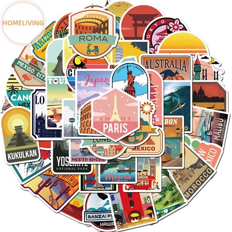 Bộ 50 Miếng Dán Chống Thấm Nước Họa Tiết Hoạt Hình graffiti Độc Đáo