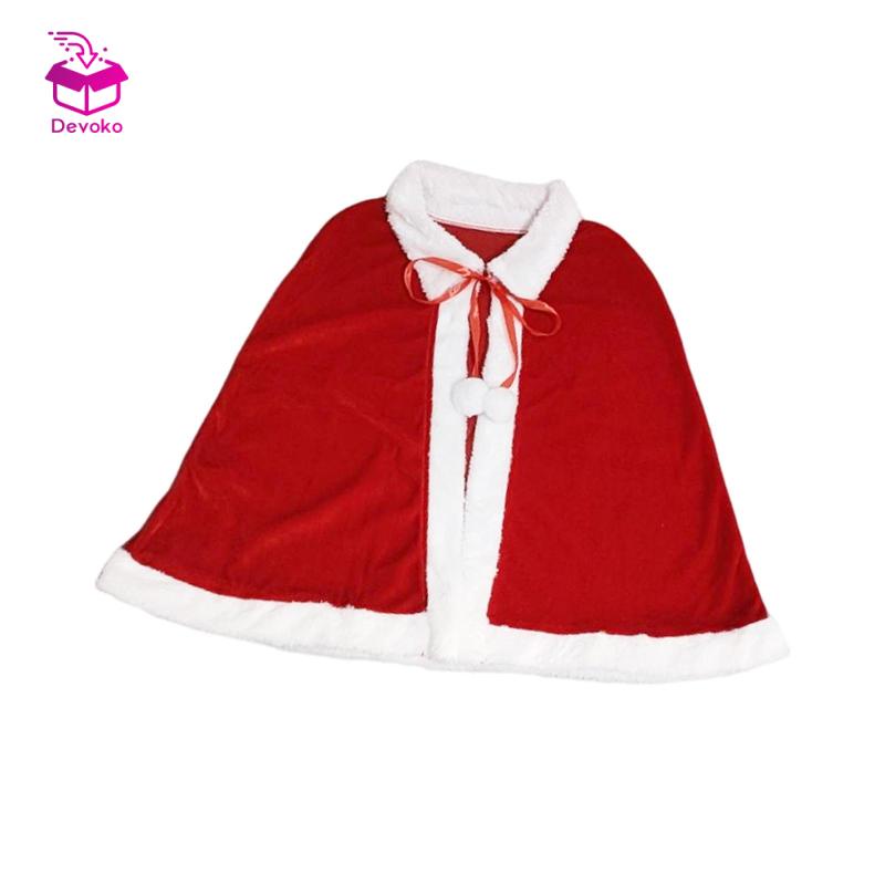 Áo choàng nhung DEVOKO màu đỏ phong cách giáng sinh cho người lớn và trẻ em