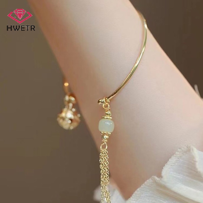 Hwtr Vòng Tay May Mắn Đính Hạt Chuông Phong Cách retro Dân Tộc Dành Cho Nữ Mới