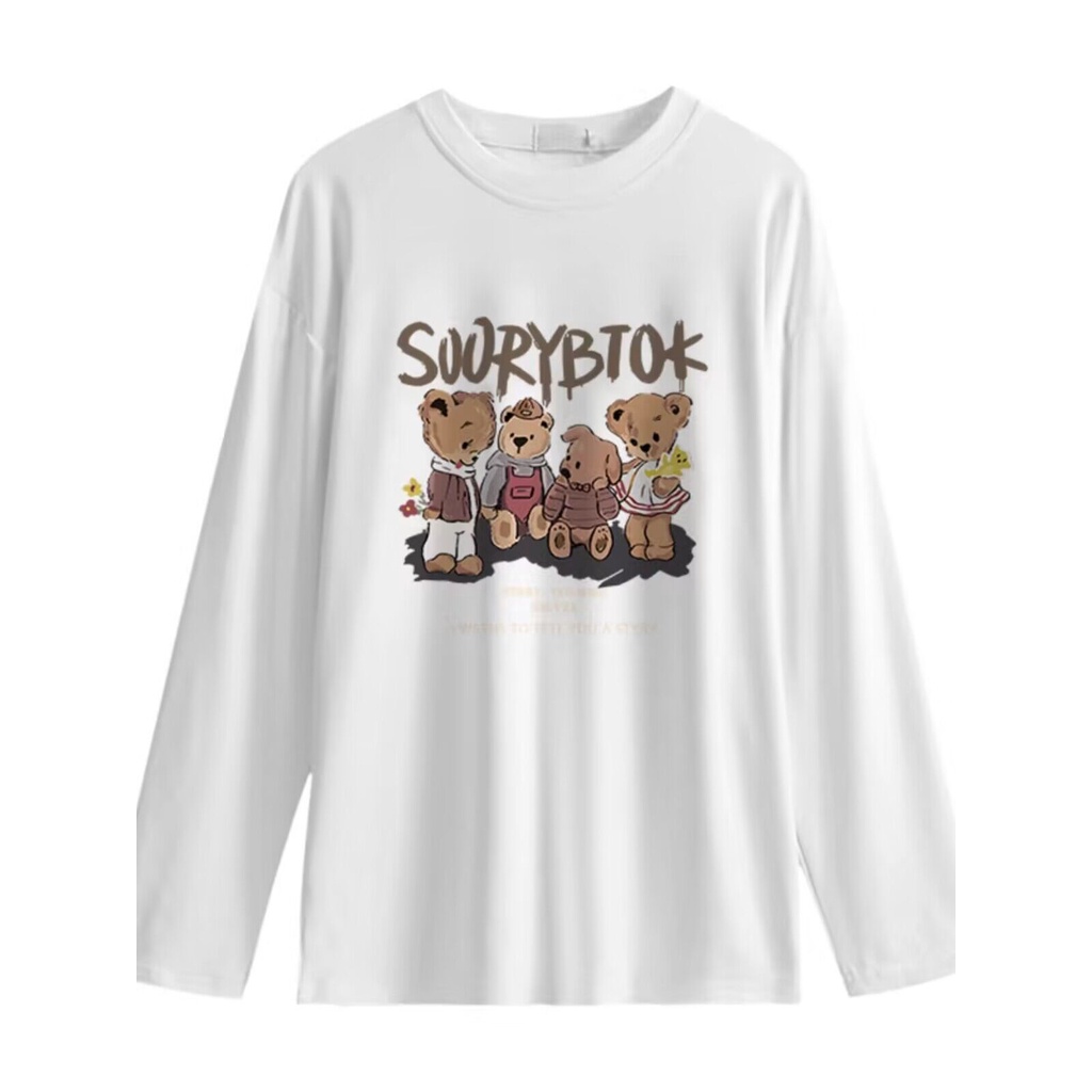 NRVP Áo Thun 100% cotton Tay Dài Dáng Rộng Phong Cách Hàn Quốc Thời Trang Cho Nữ