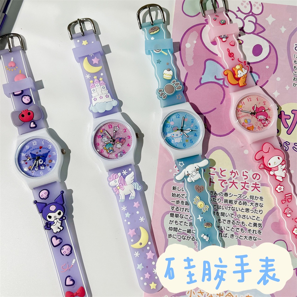 Hoạt Hình Đồng Hồ Điện Tử Hình sanrio kuromi Dạ Quang Chống Thấm Nước Bằng Silicon Cho Bé