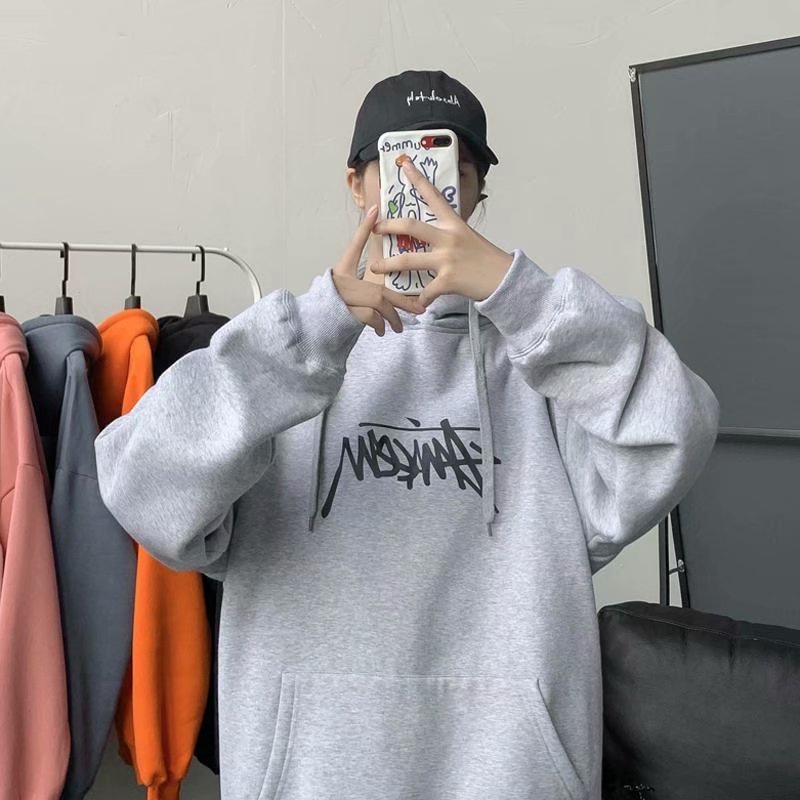 M-8XLÁo Khoác Hoodie Màu Cam Phong Cách Đường Phố Pháp Thời Trang Xuân Thu Cao Cấp Cho Cặp Đôi