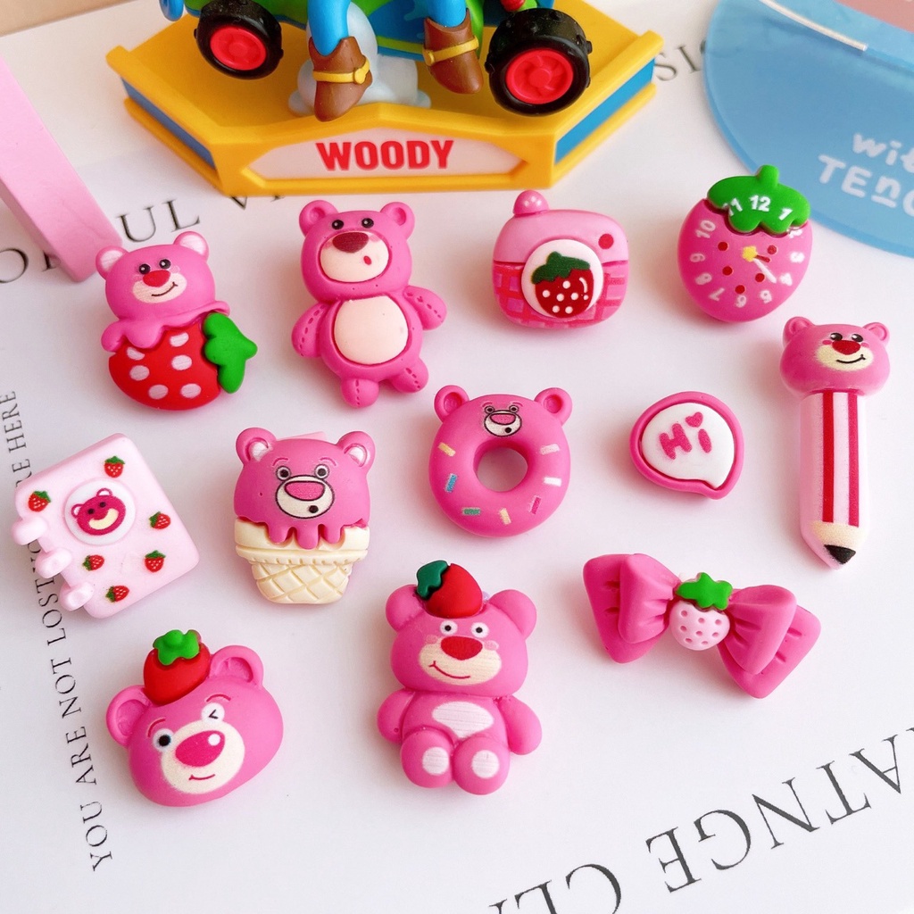 Sticker nổi 3D hình gấu dâu lotso dễ thương trang trí ly, bình nước
