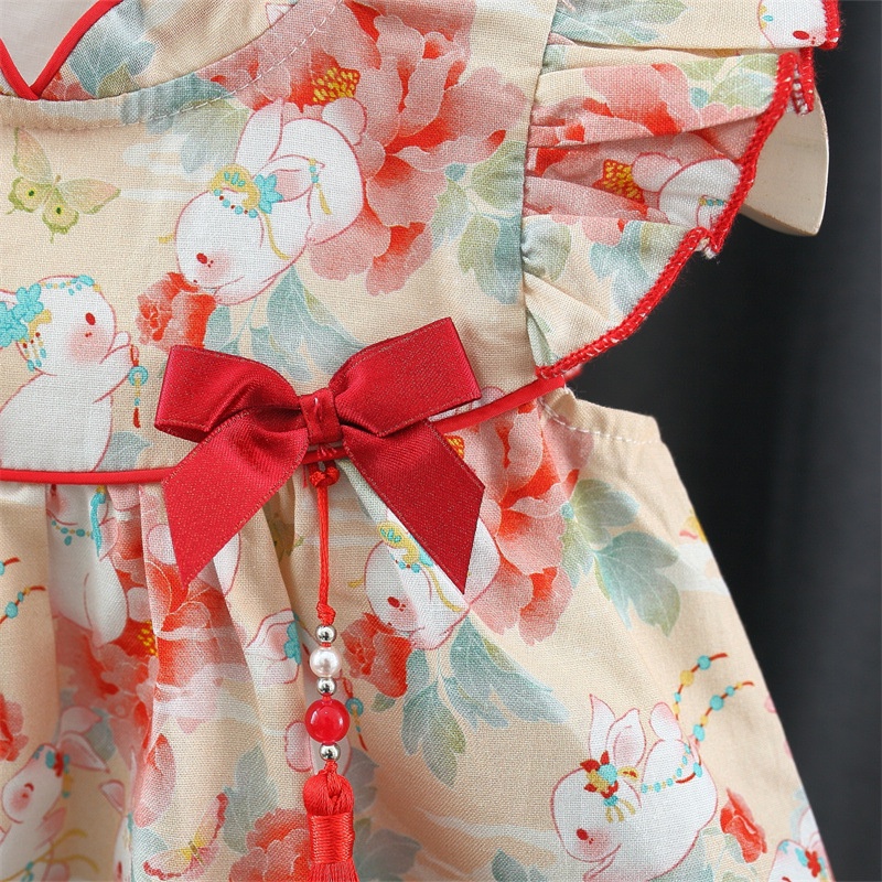 Váy Cách Tân Cổ Tàu Trung Hoa Họa Tiết Thỏ Cho Bé Gái 1 2 3 4 5 Tuổi MINTSCLOSET Mint's CLoset - GV0143