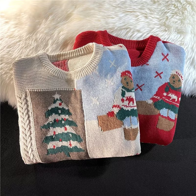 Áo sweater Dệt Kim Tay Dài Dáng Rộng Cổ Tròn Thời Trang Mùa Đông 2022 Mới