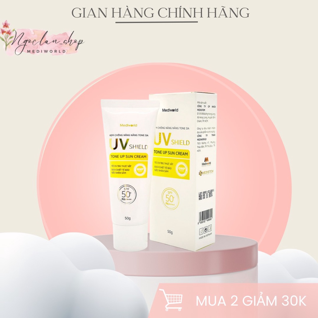 (Sỉ ib) Kem chống nắng Uv Shield Tone Up Sun Cream 3in1 mẫu mới Mediworld