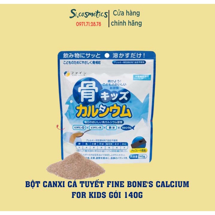 Bột Bone's Calcium for kids bổ sung canxi cá tuyết tăng chiều cao Nhật Bản - Túi 140gr