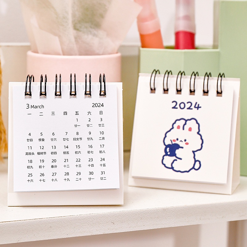 Lịch Năm 2024 mini Để Bàn Họa Tiết Hoạt Hình Dễ Thương Bắt Mắt