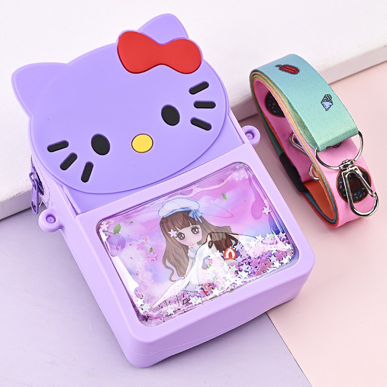 Túi xách silicon pop it kim sa hello kitty đeo chéo thời trang đựng bao bì lì xì, mỹ phẩm