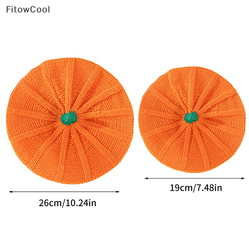 Mũ beret Dệt Kim Phong Cách Bí Ngô halloween 2023 Cho Mẹ Và Bé