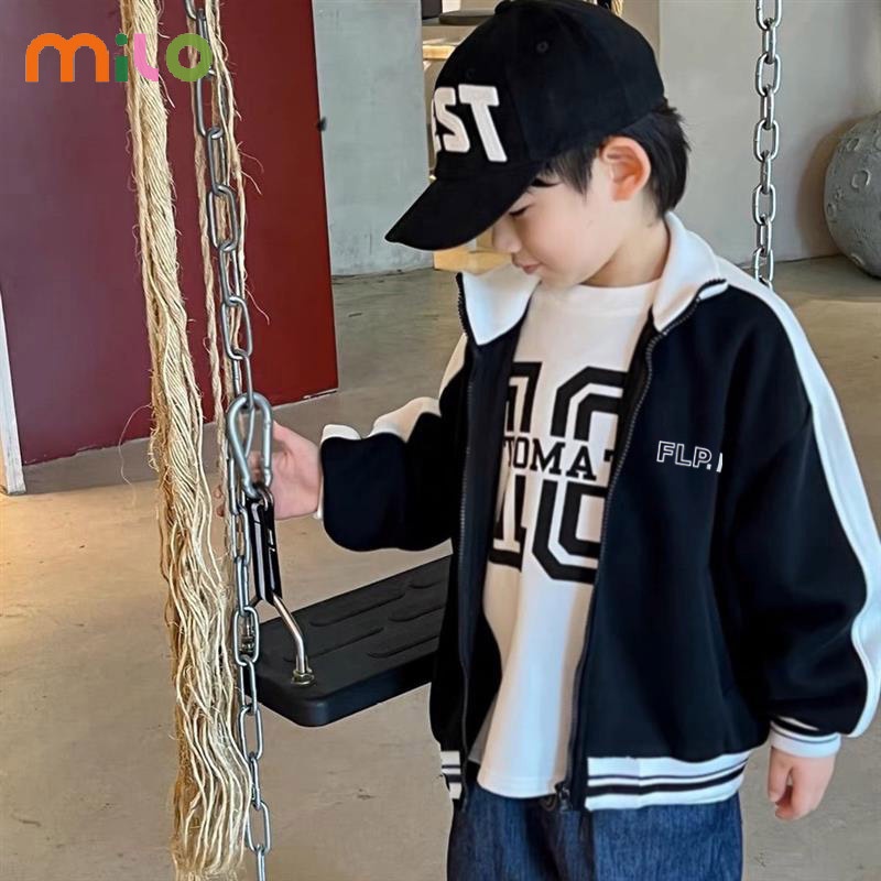 Milo Áo Khoác Bóng Chày Dáng Rộng Thời Trang Thu Đông Cho Bé Trai 1-10 Tuổi
