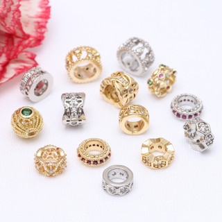 (█diy゜14k●(1 Gói 10 Miếng) Miếng Đệm Zircon Mạ Vàng 14K Vàng Nhẹ Bảo Quản Màu Miếng Đệm Hạt Rời Có Hạt Vòng Tay Tự Làm Vòng Cổ Phụ Kiện Trang Sức Vật Liệu