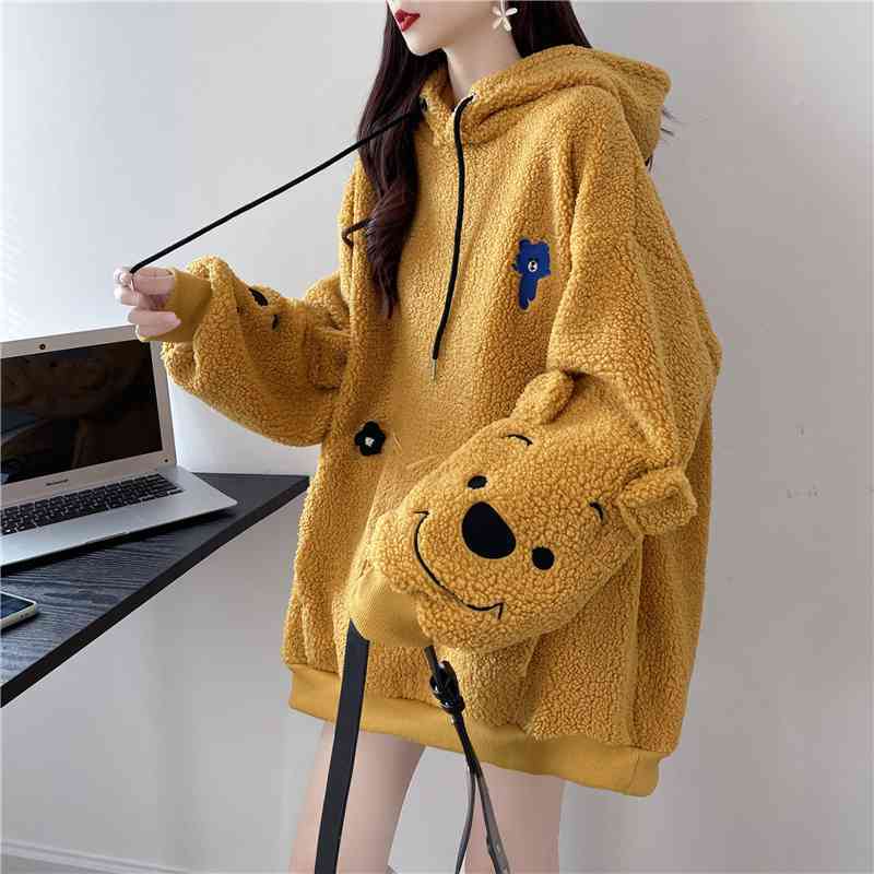 Áo Khoác Lông Cừu Dày Dặn Dáng Rộng Phong Cách Hàn Quốc Thời Trang Thu Đông Mới