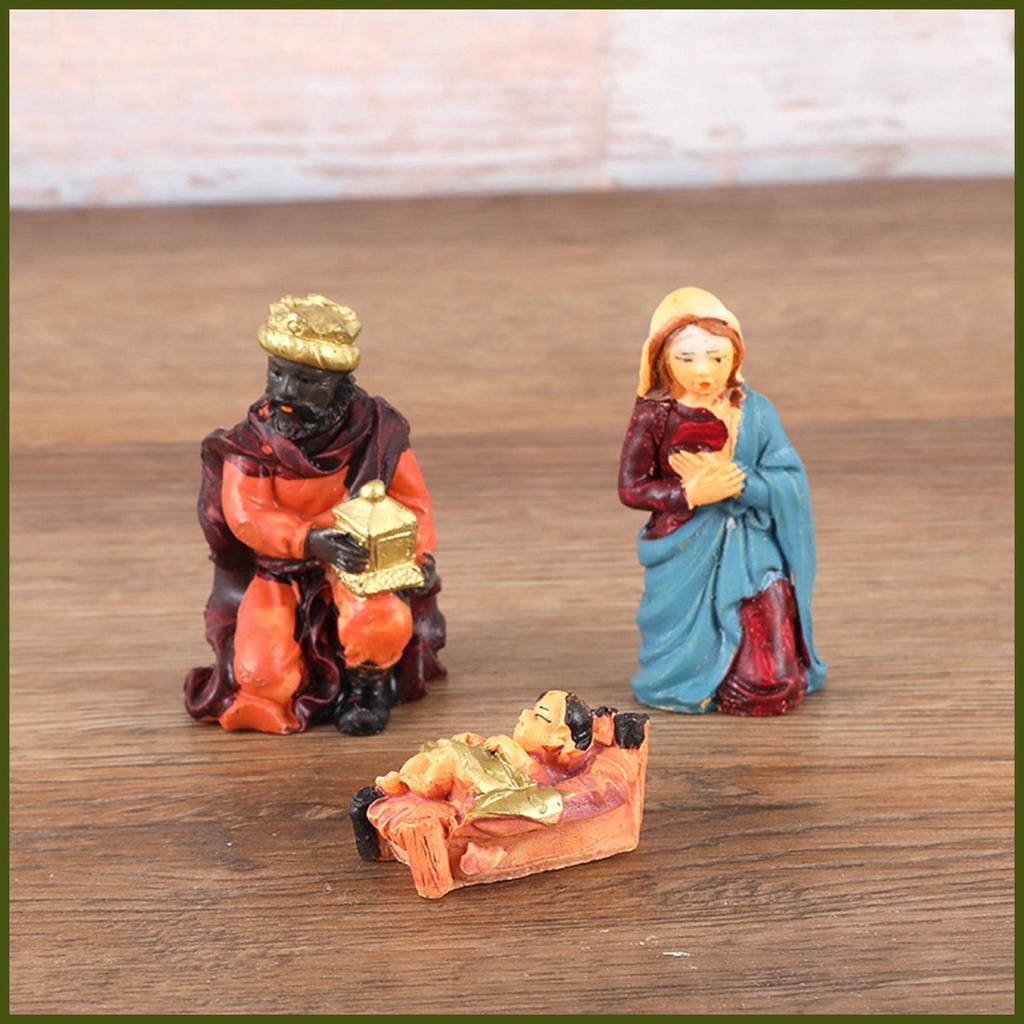 Nativity Set 8 Tượng Nhựa resin Vẽ Tay Để Bàn Trang Trí Giáng Sinh