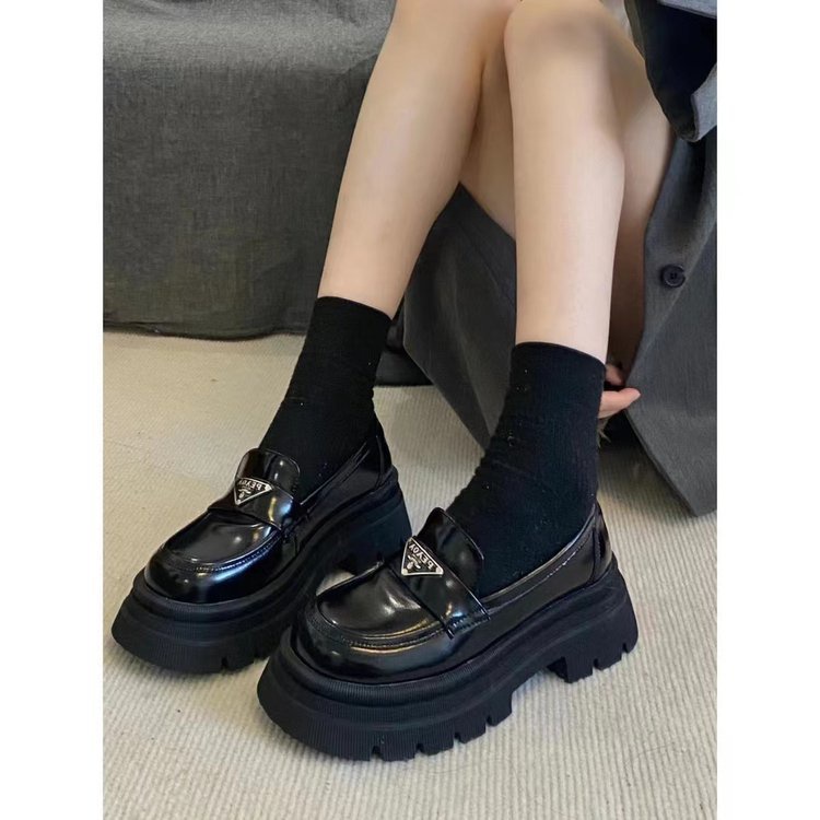 Giày Lười Da Đế Dày Mũi Tròn Phong Cách Hàn Quốc Thời Trang Xuân Hè 2023