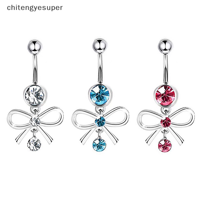 Khuyên Rốn Hình Trái Tim / Bướm Đính Đá zircon Hồng Bằng Thép Không Gỉ Cho Nữ cgs