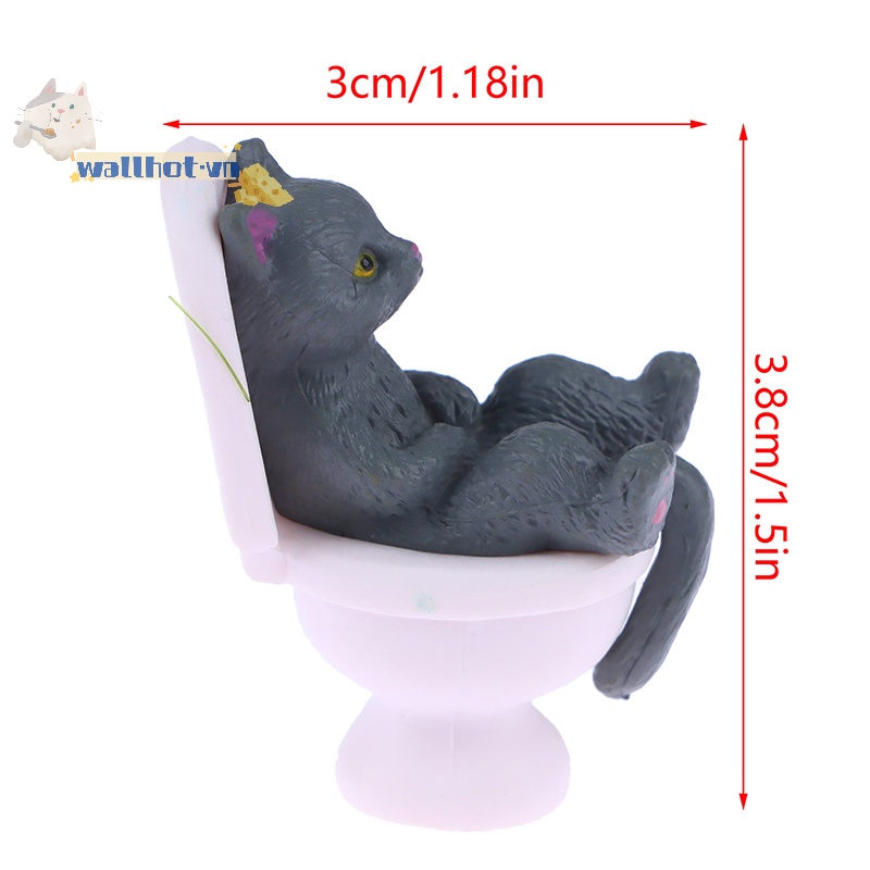 Wallhot > 1 Mô Hình Mèo Đi Vệ Sinh mini Dễ Thương Trang Trí Văn Phòng / Nhà Búp Bê well