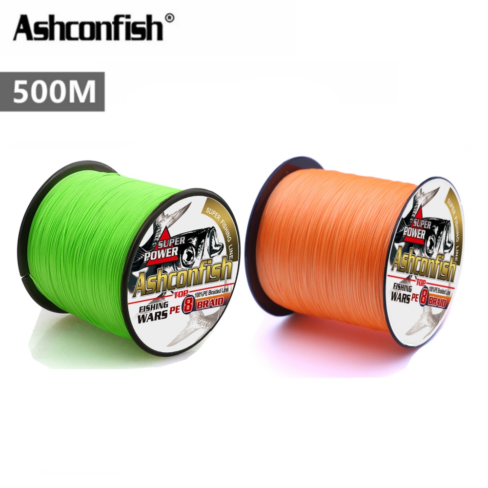 Ashconfish Dây Câu Cá Bện 8 Sợi pe x8 pe Màu Xanh Lá / Cam Nhạt Dài 500m