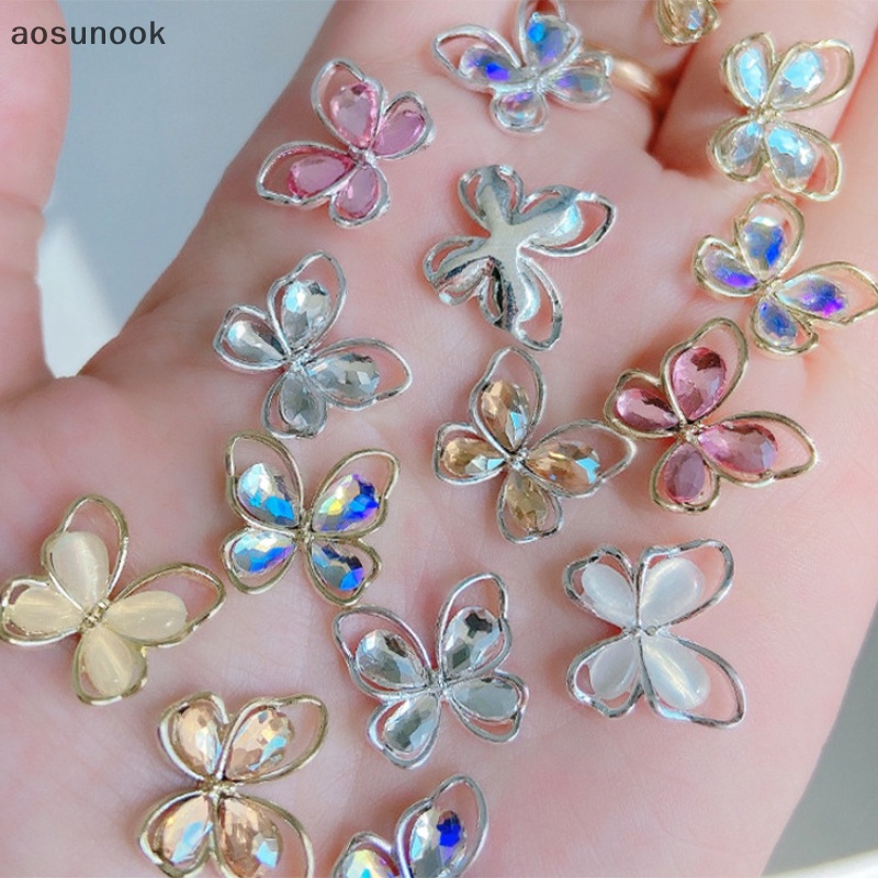 Aosunook Set 5 Phụ Kiện Đính Trang Trí Móng Tay 3d 14.5 X 13Mm Hình Bướm Xinh Xắn