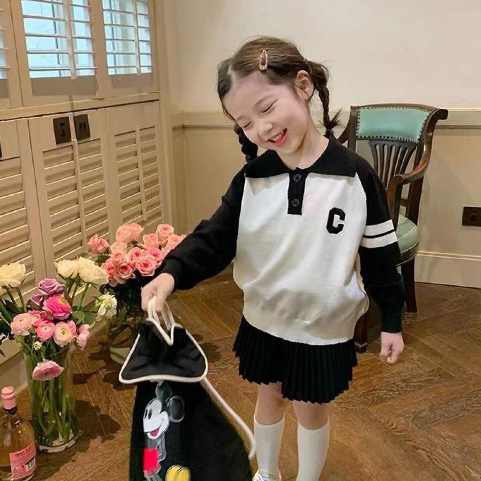 Bộ Áo Cổ Gập Chân Váy Xếp Ly cho bé Gái Phù hơp mùa thu