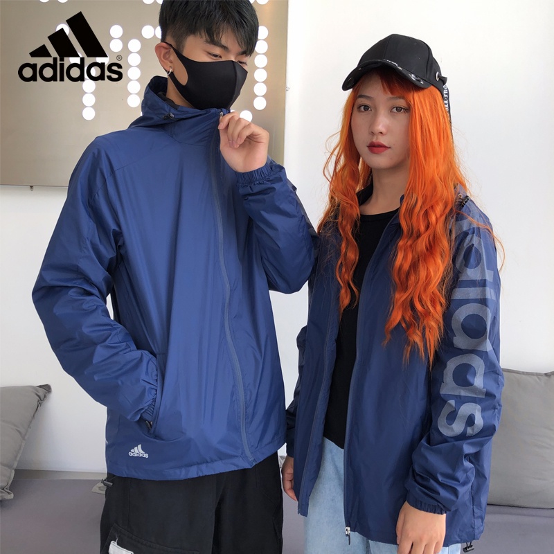 Áo Khoác Gió adidas Chính Hãng 100% Phối Lưới Có Nón Trùm Phối Khóa Kéo Cá Tính Cho Nam Và Nữ
