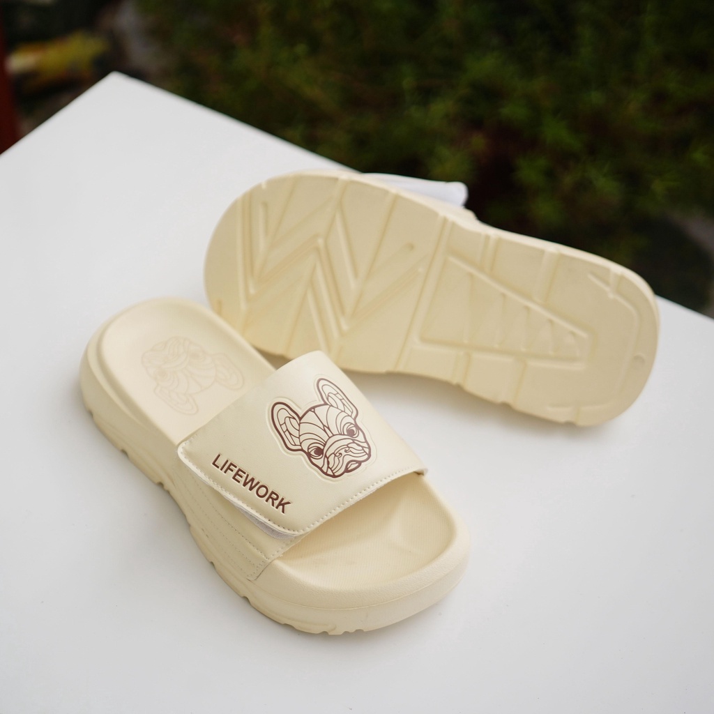 Dép LW đế cao quai dán hàn quốc quai in hình chú chó